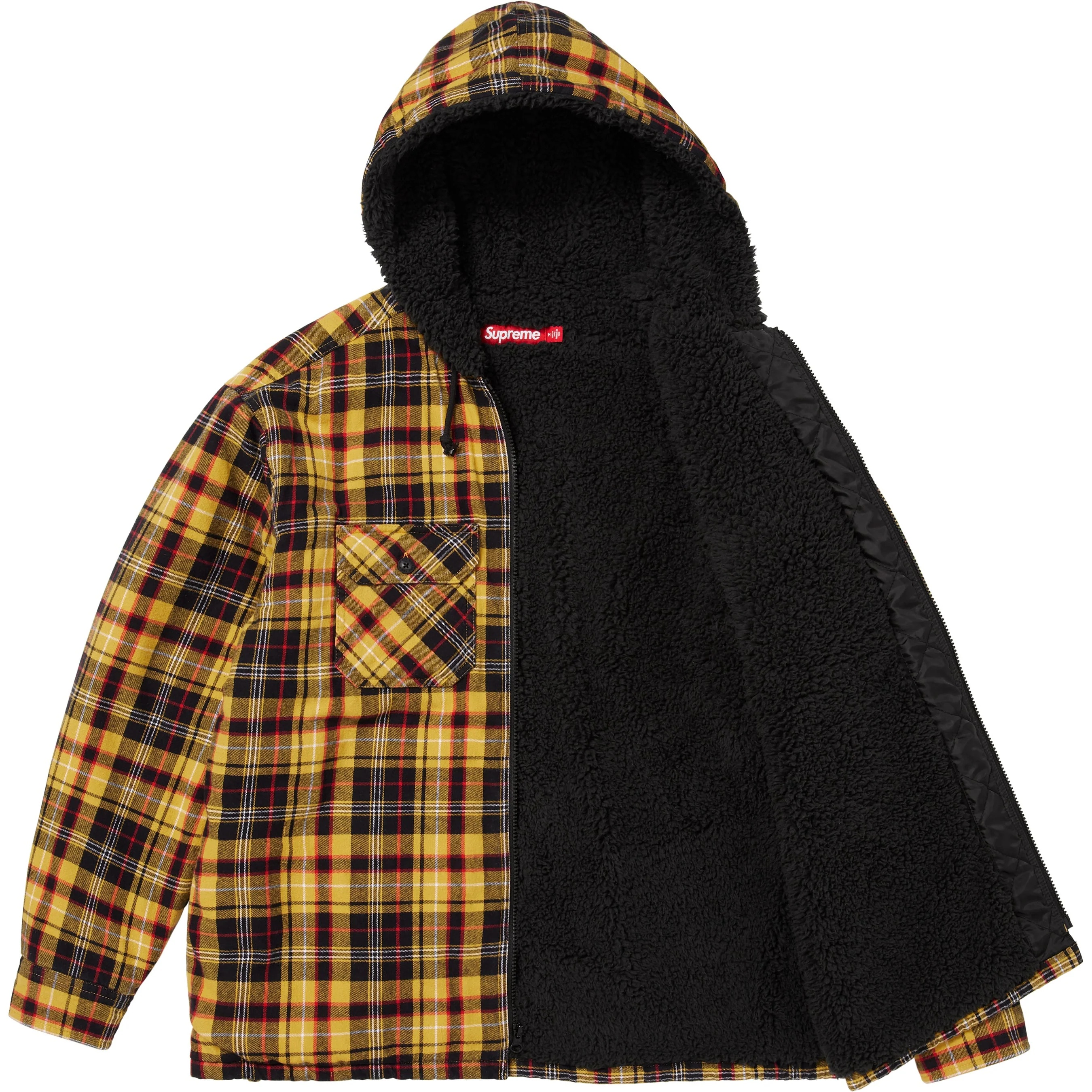 Lined Zip Up Hooded Flannel Shirt view 15